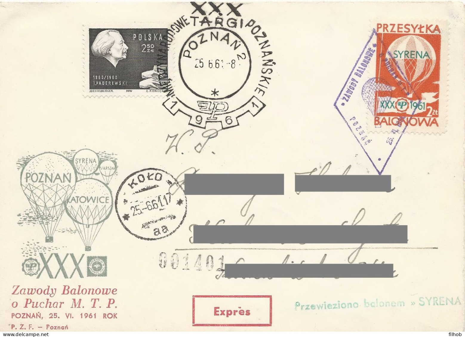 Poland Post - Balloon PBA.1961.poz.syr.03: National Competitions Poznan Syrena - Palloni