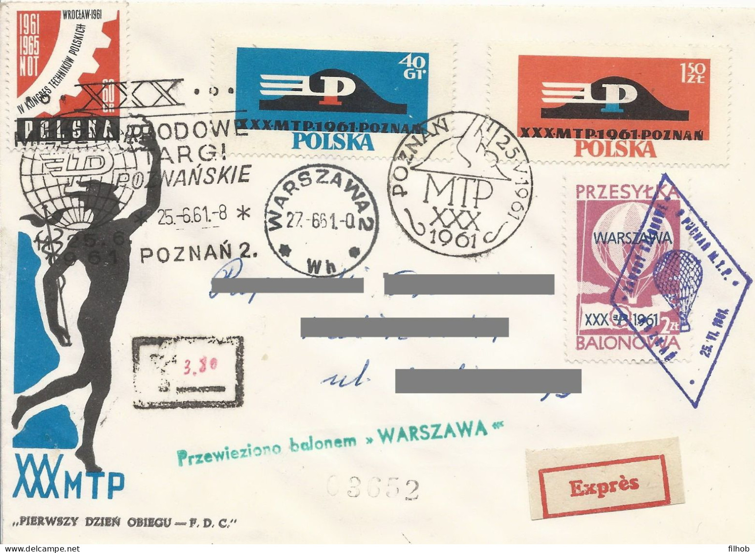 Poland Post - Balloon PBA.1961.poz.war.03: National Competitions Poznan Warszawa - Globos