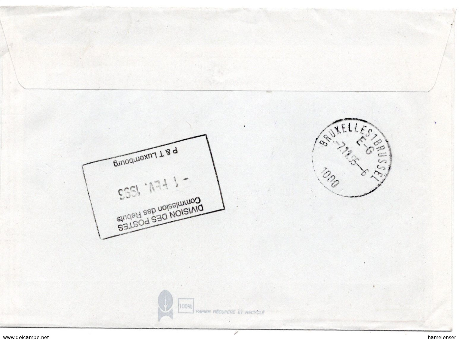 68018 - Luxemburg - 1995 - 16F Jean EF A Bf BASCHARAGE -> BRUXELLES (Belgien), An Postlageradresse, Zurueck An Abs - Brieven En Documenten