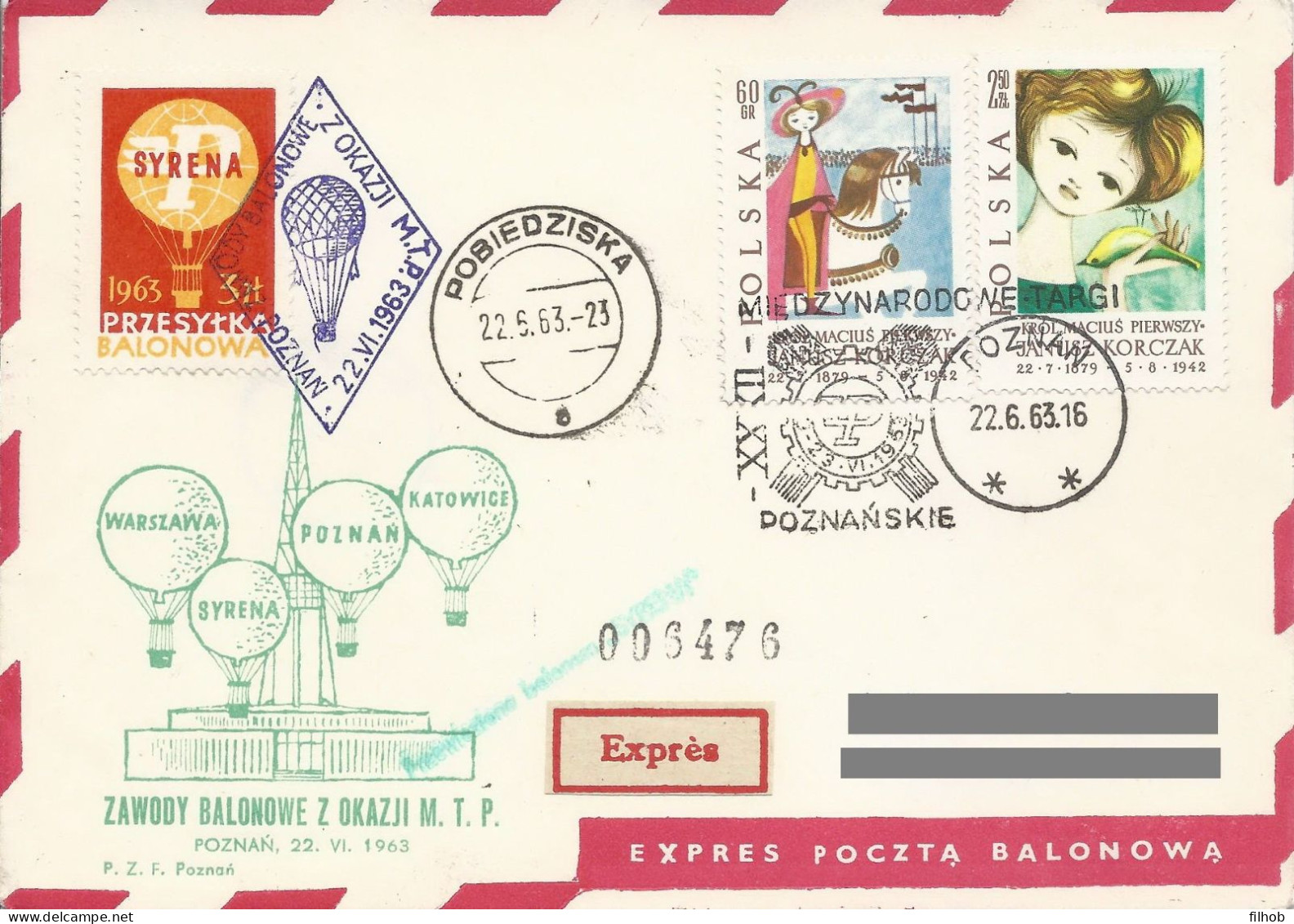 Poland Post - Balloon PBA.1963.poz.syr.03: Competition For The Poznan Fair Cup Syrena - Globos