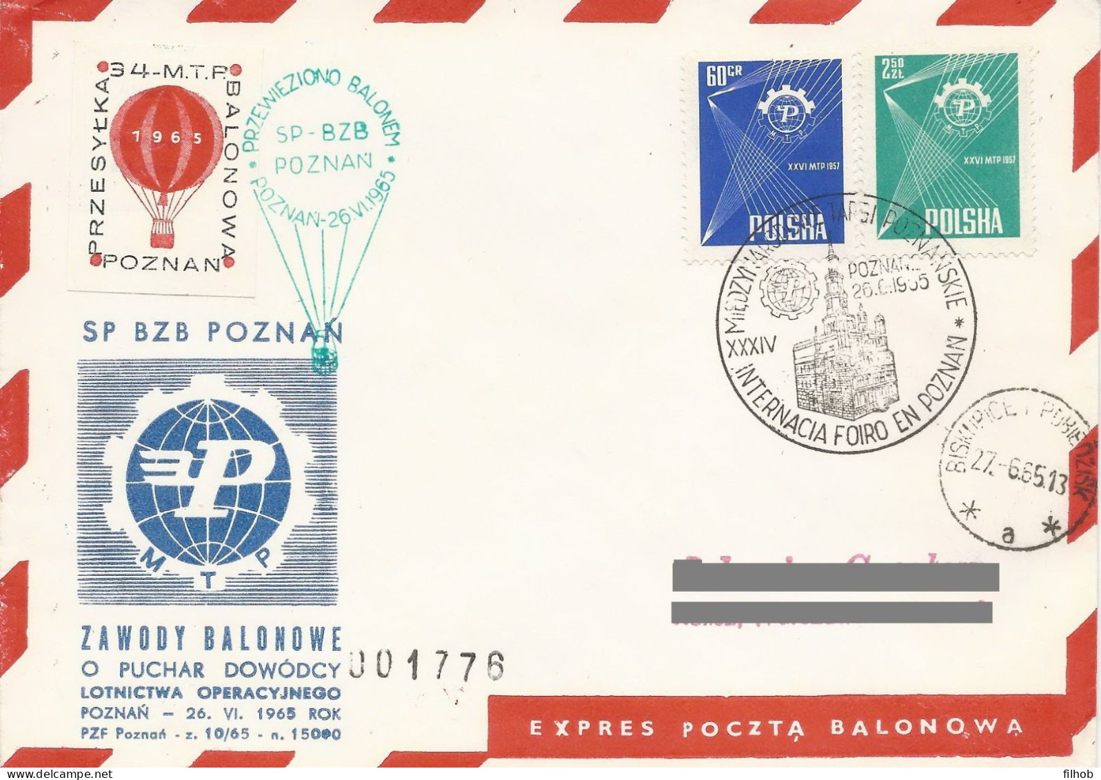 Poland Post - Balloon PBA.1965.poz.poz.10: Competition For The Poznań Fair - Palloni