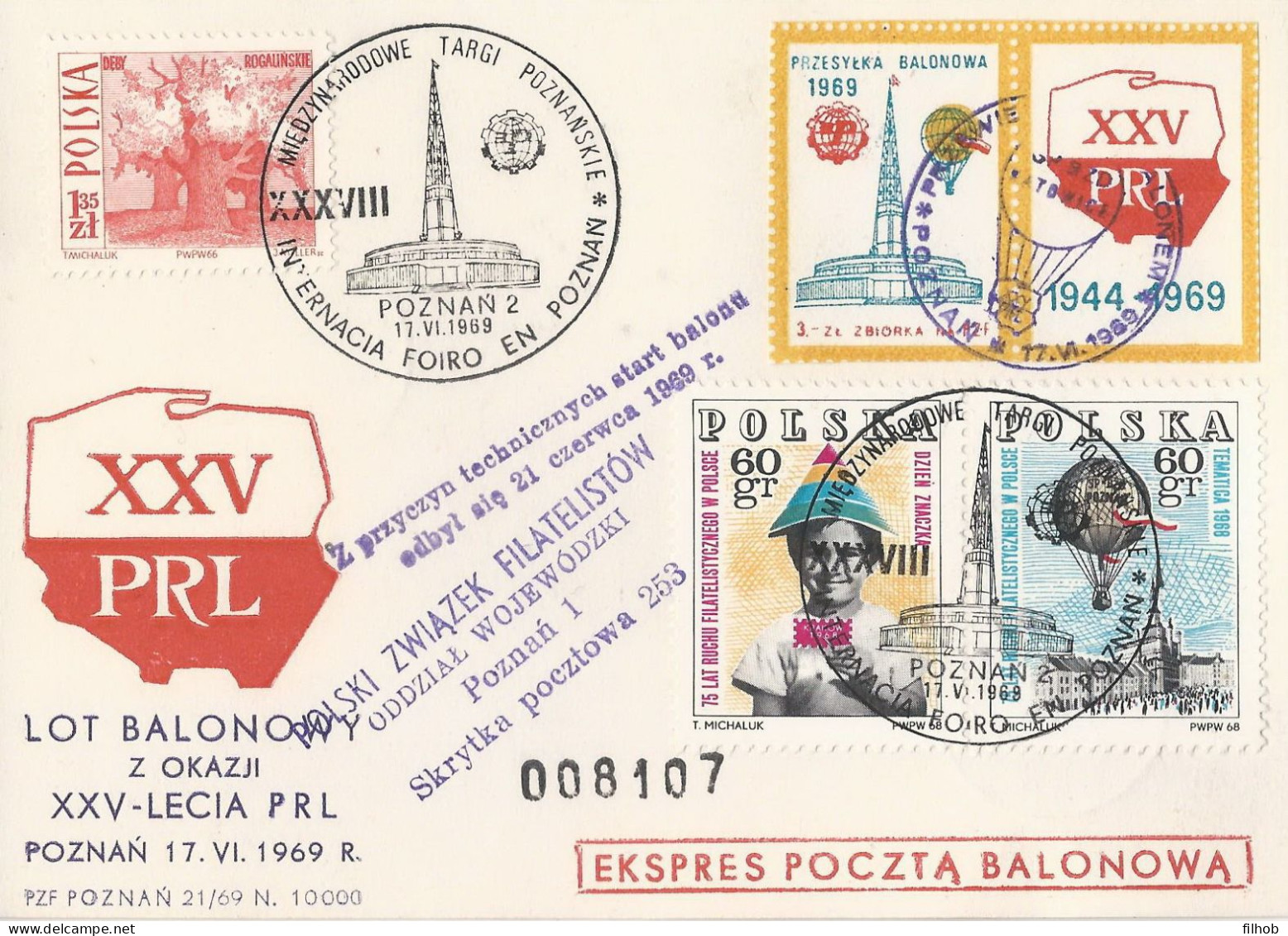 Poland Post - Balloon PBA.1969.poz.kat.A.05: Flight XXX Y. PRL KATOWICE - Ballonpost