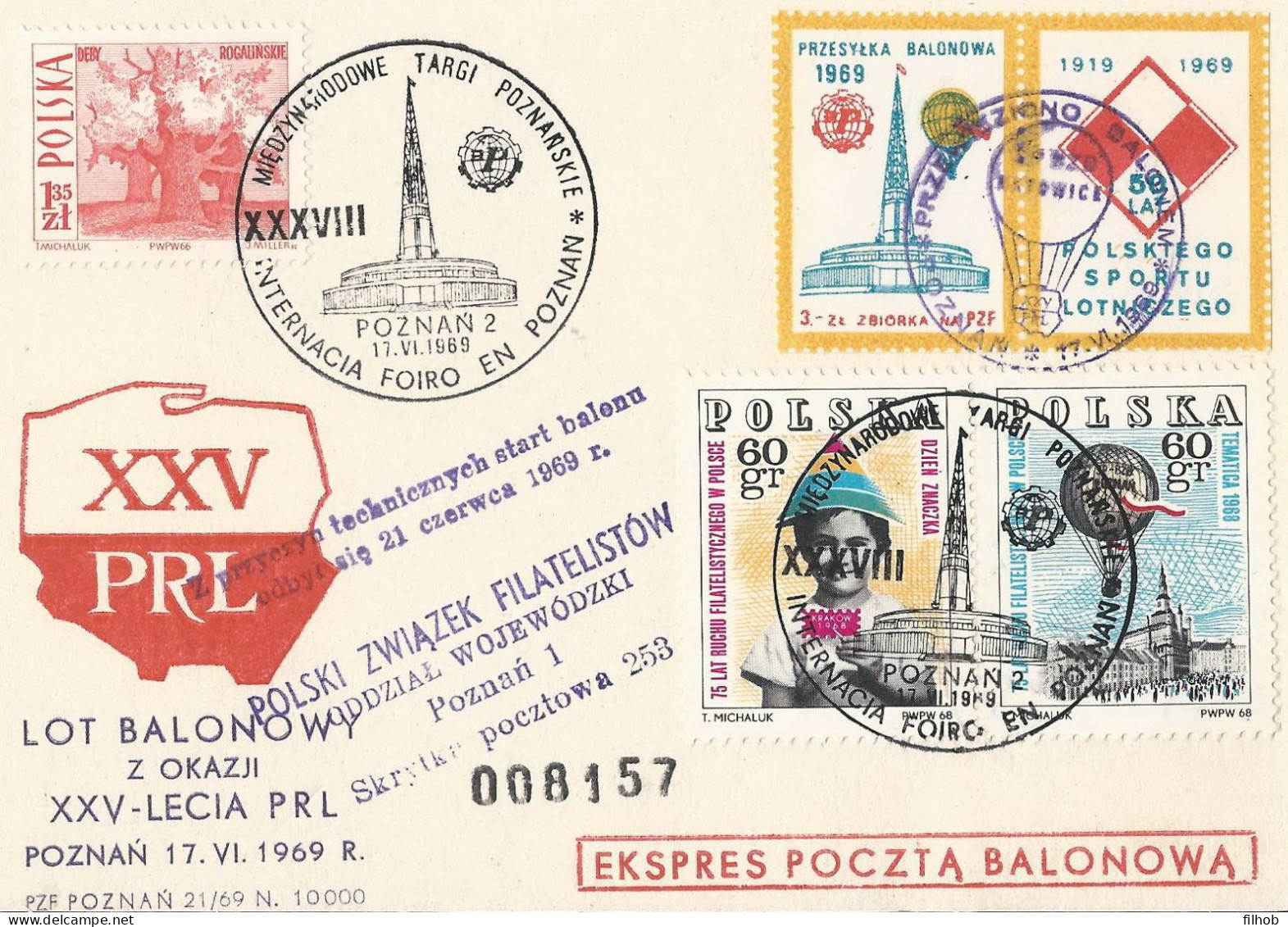 Poland Post - Balloon PBA.1969.poz.kat.C.03: Flight XXX Y. PRL Poznan KATOWICE - Ballonpost