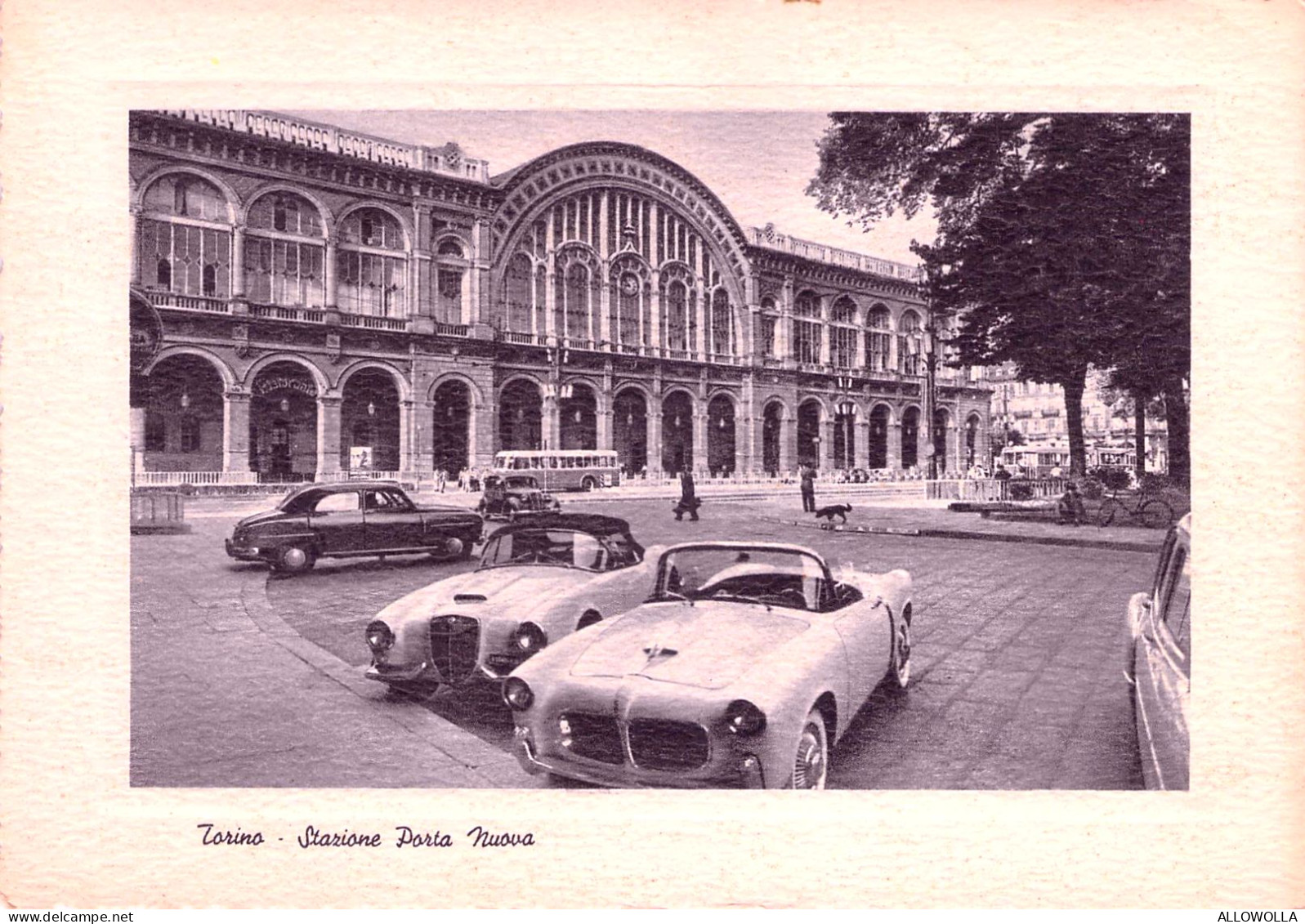 21352 " TORINO-STAZIONE PORTA NUOVA " ANIMATA-CABRIOLET D'EPOCA-AUTOBUS-VERA FOTO -CART. POST. NON SPED. - Stazione Porta Nuova