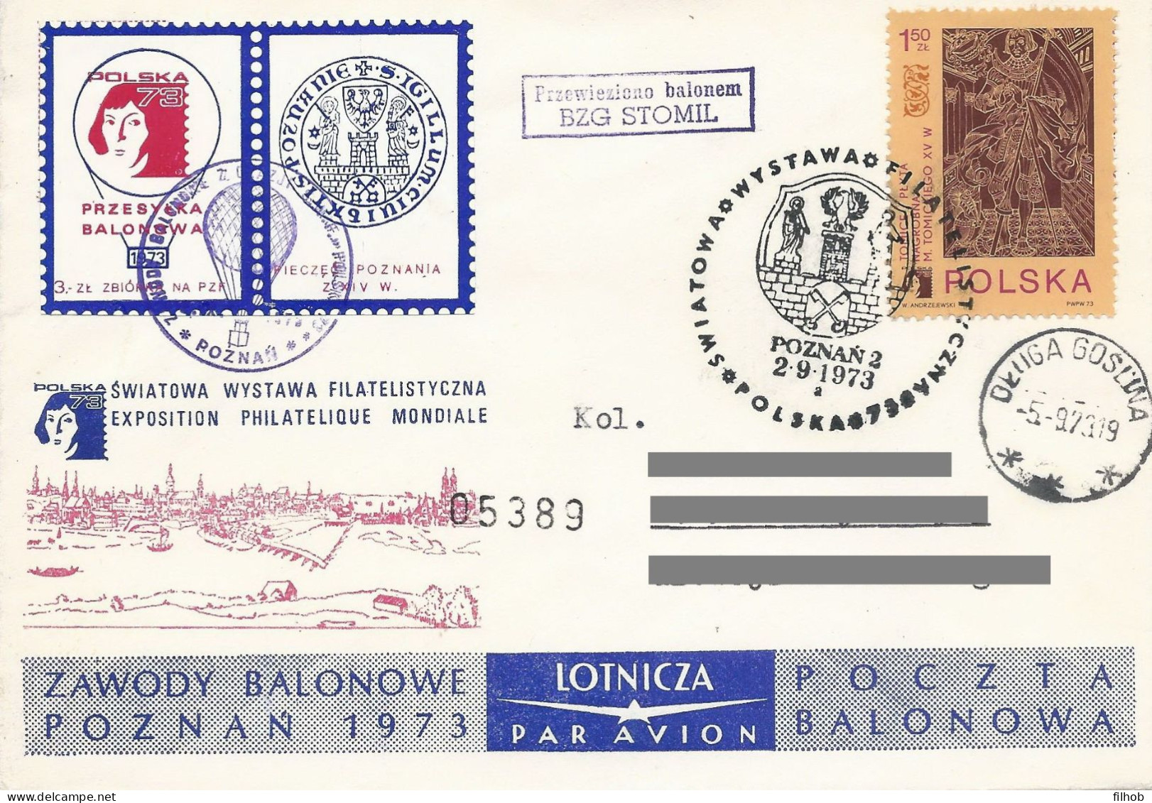 Poland Post - Balloon PBA.1973.poz.sto.B15: Competitions Poznan 73 STOMIL - Ballonnen