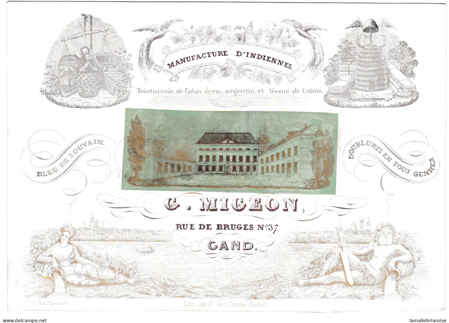 Belgique "Carte Porcelaine" Porseleinkaart, Manufacture D'indiennes, G. Mignon, Gand, Gend, Dim:175 X 123mm - Porcelana