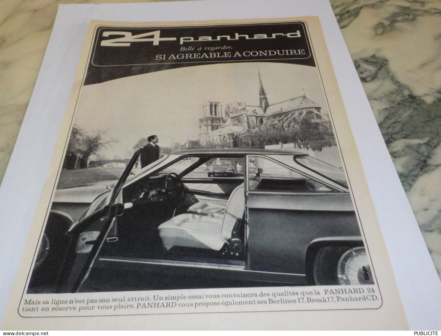 ANCIENNE PUBLICITE VOITURE 24 PANHARD 1962 - Voitures