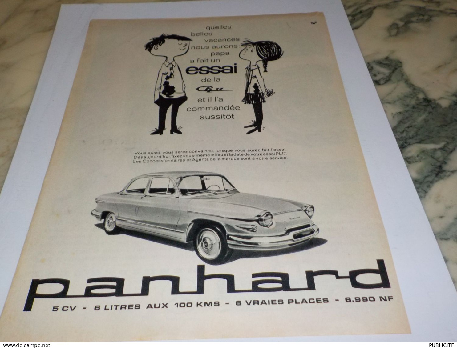 ANCIENNE PUBLICITE FAIRE UN ESSAI VOITURE 24 PANHARD 1962 - Voitures