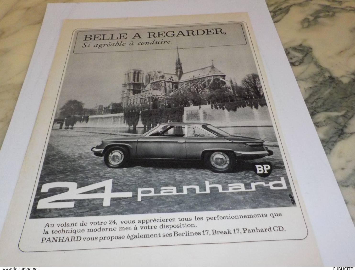 ANCIENNE PUBLICITE BELLE A REGARDER  VOITURE 24 PANHARD 1962 - Voitures