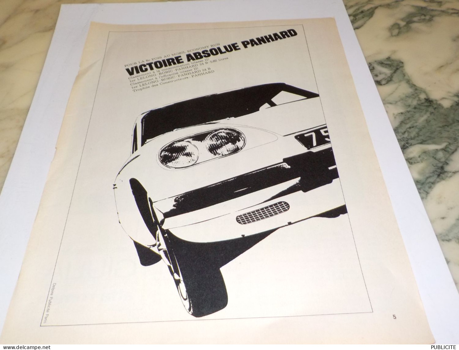 ANCIENNE PUBLICITE VICTOIRE ABSOLUE  VOITURES  PANHARD 1964 - Voitures