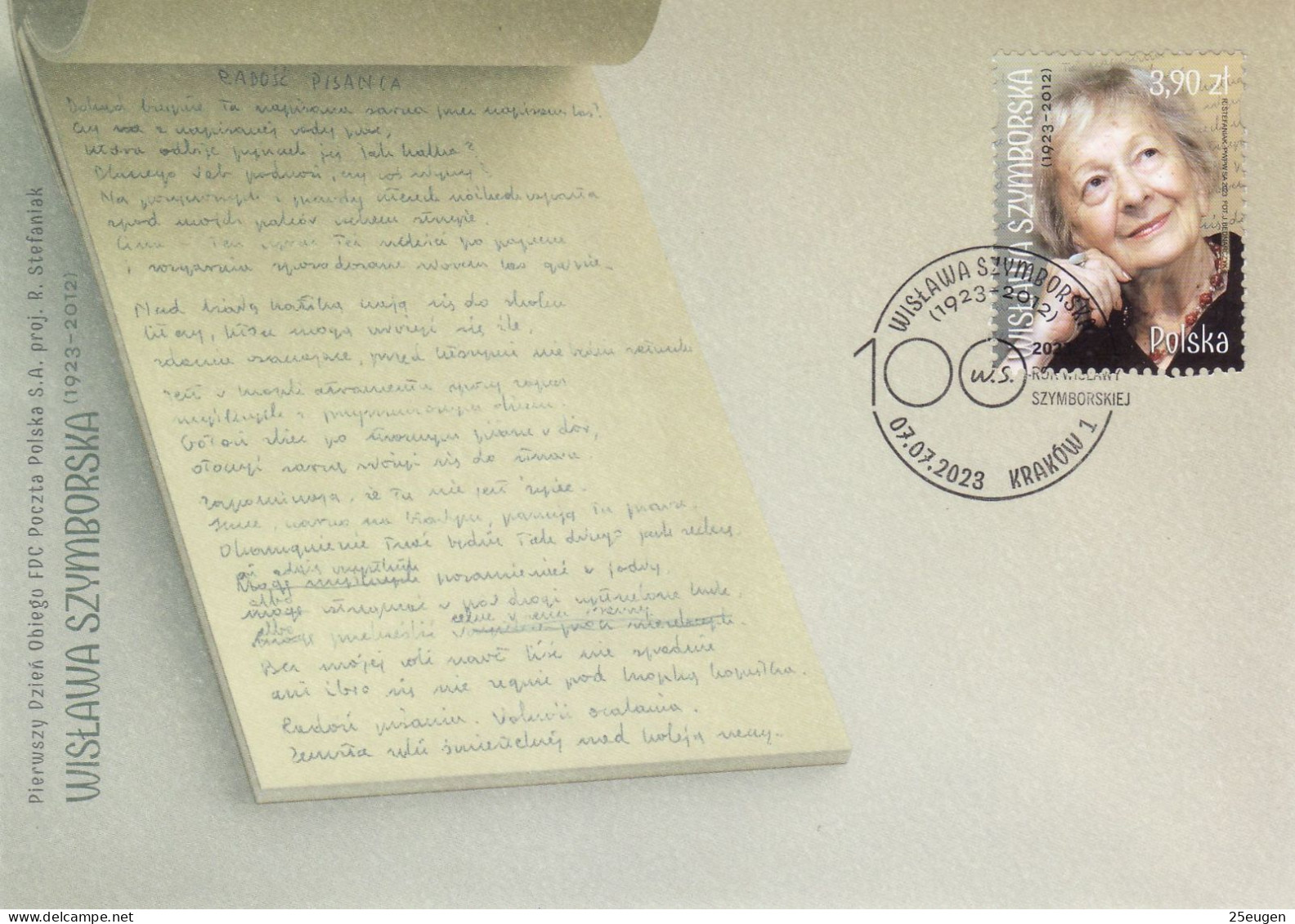 POLAND 2023  Wisława Szymborska  FDC - Covers & Documents