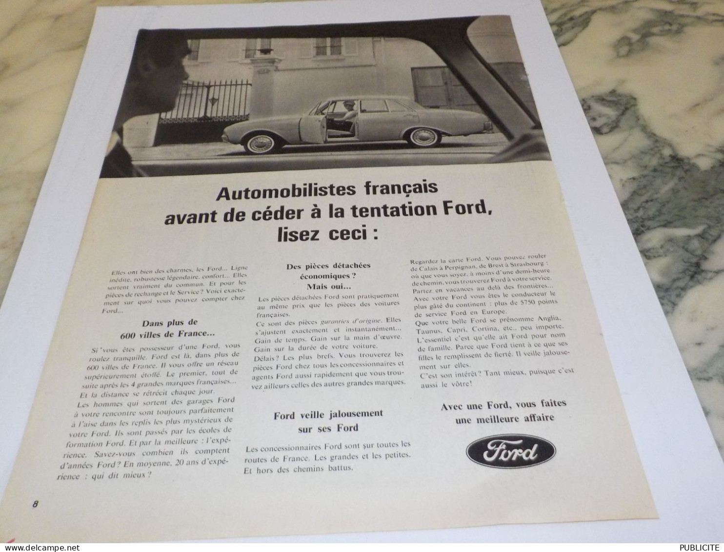 ANCIENNE PUBLICITE TENTATION VOITURE FORD 1964 - Voitures