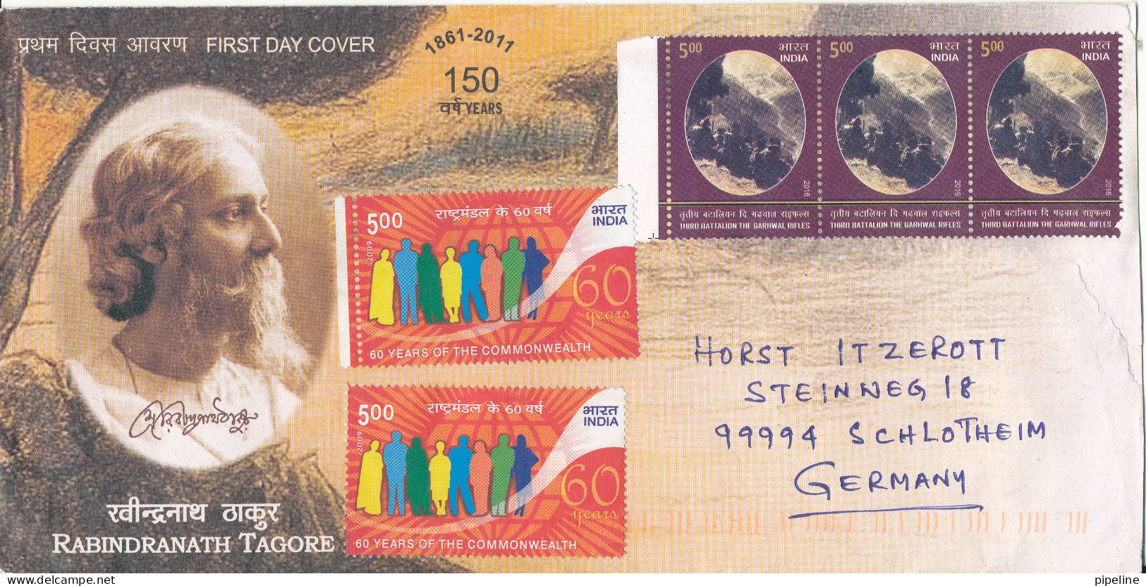 India Cover Sent To Germany Topic Stamps But No Postmark On Stamps Or Cover - Lettres & Documents