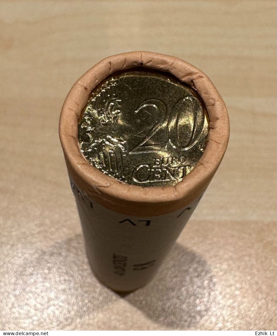 Latvia 2014 20 Cent UNC Mint Coin Roll. 40 Coins X 20 Eurocent. KM# 155 - Rouleaux