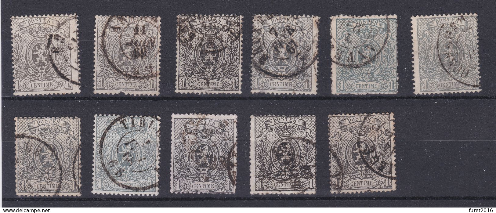 N° 23 : 11 Timbres Oblitérés Dentelures Diverses COB 165.00 - 1866-1867 Coat Of Arms