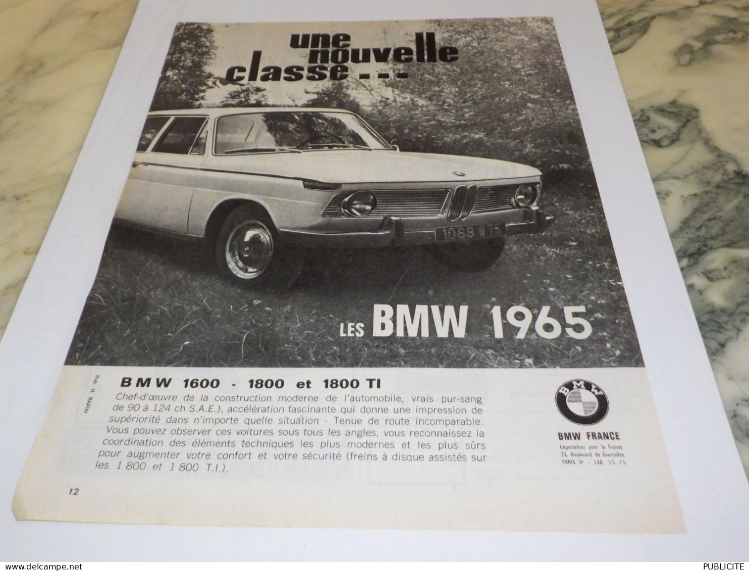 ANCIENNE PUBLICITE  LA BMW  1965 - Voitures