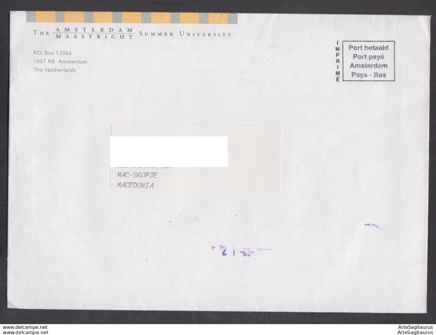 NETHERLANDS, COVER / POST PAYD, REPUBLIC OF MACEDONIA  (007) - Frankeermachines (EMA)