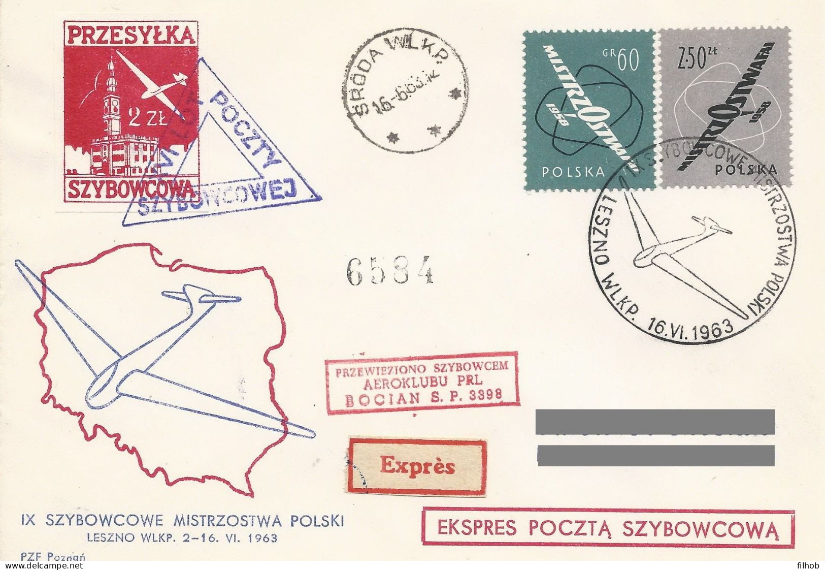 Poland Post - Glider PSZ.1963.lesz.A04: Sport Leszno Polish Championships Bocian - Zweefvliegers
