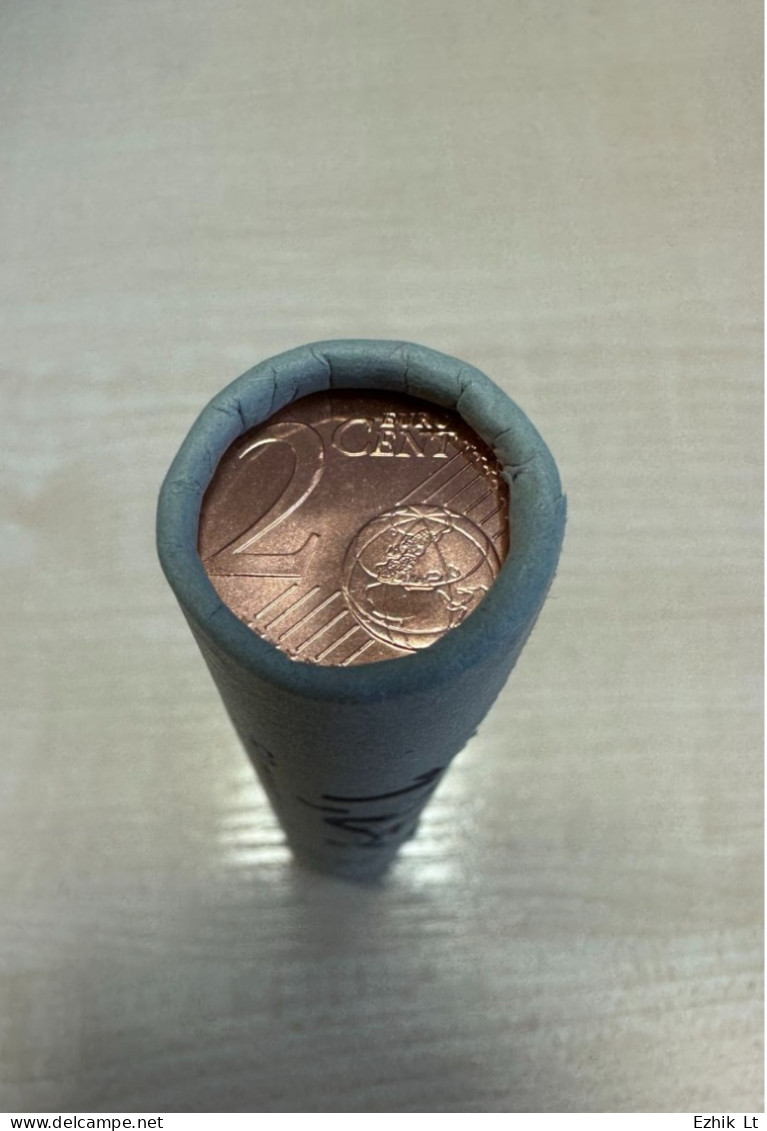 Lithuania 2017 2 Cent UNC Mint Coin Roll. 50 Coins X 2 Cent. Rare. KM# 206 - Rouleaux