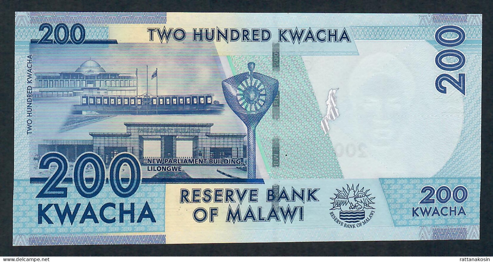 MALAWI P60a 200 KWACHA 2012 #AE   Signature 11     UNC. - Malawi