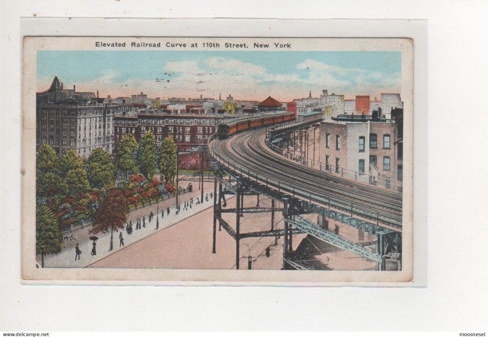 Antike Postkarte  NY ELEVATED RAILROAD CURVE AT 110th STREET - Ponts & Tunnels