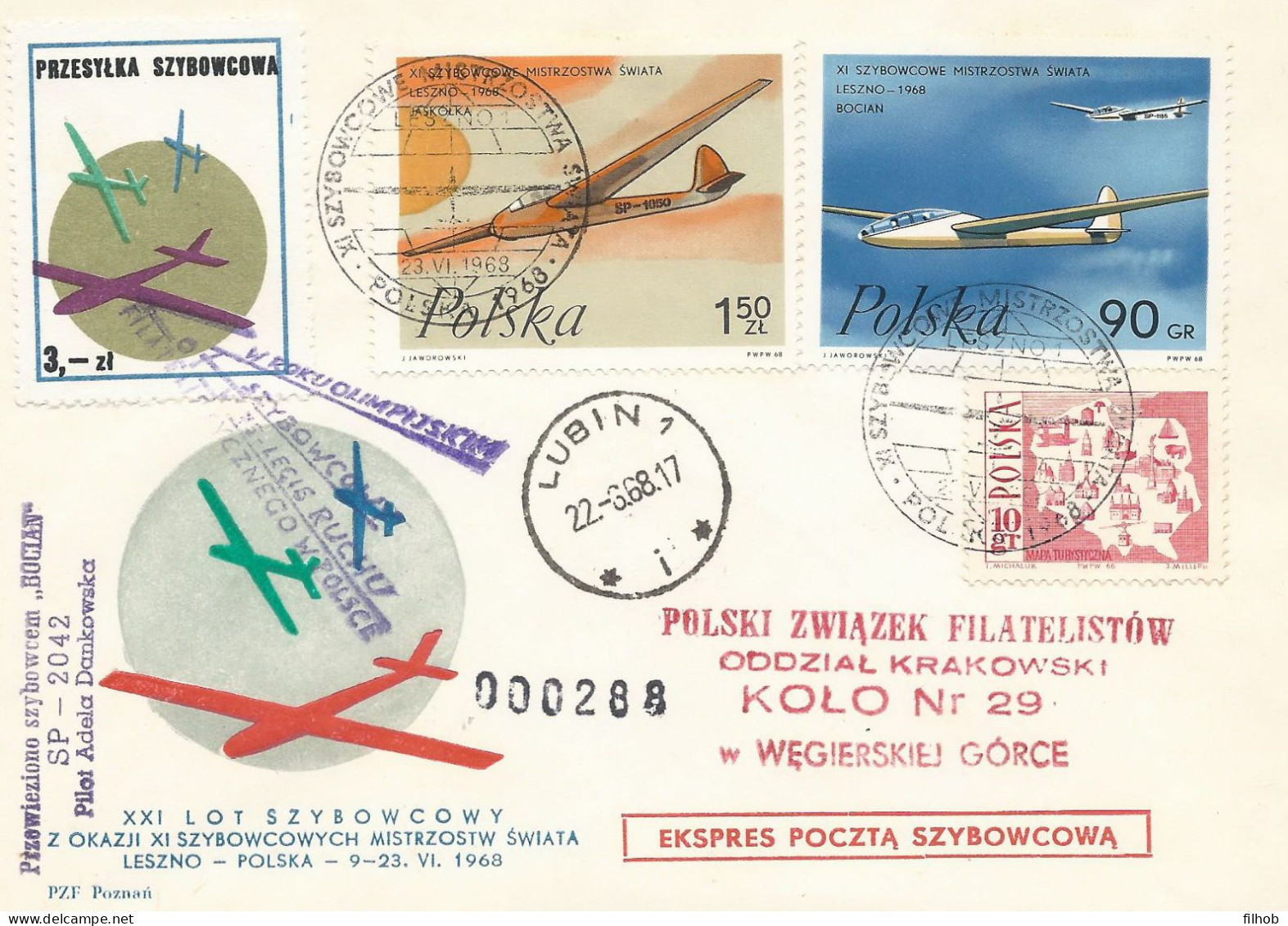 Poland Post - Glider PSZ.1968.lesz.02: Sport Leszno World Cup - Gleitflieger