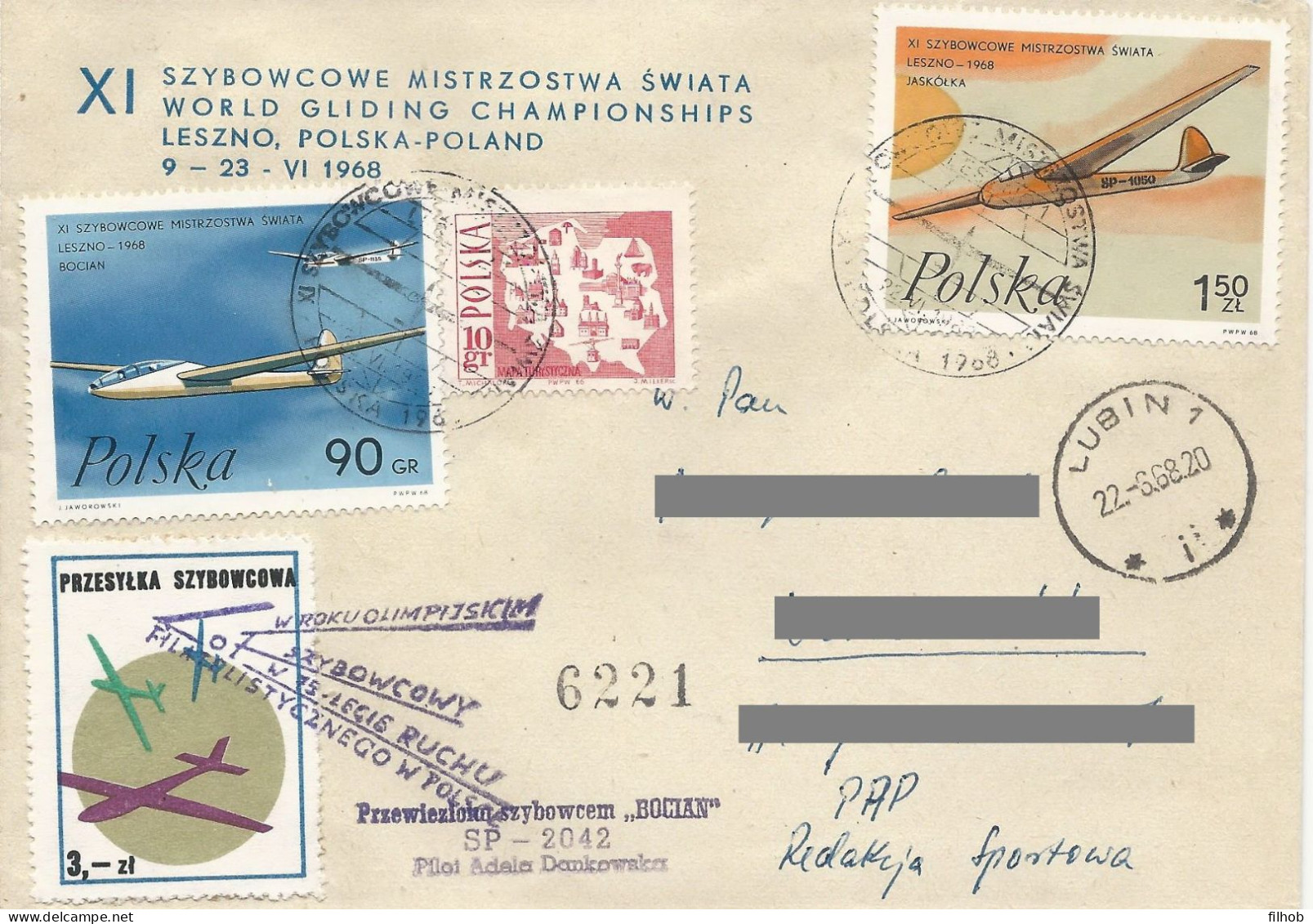 Poland Post - Glider PSZ.1968.lesz.03: Sport Leszno World Cup - Planeadores