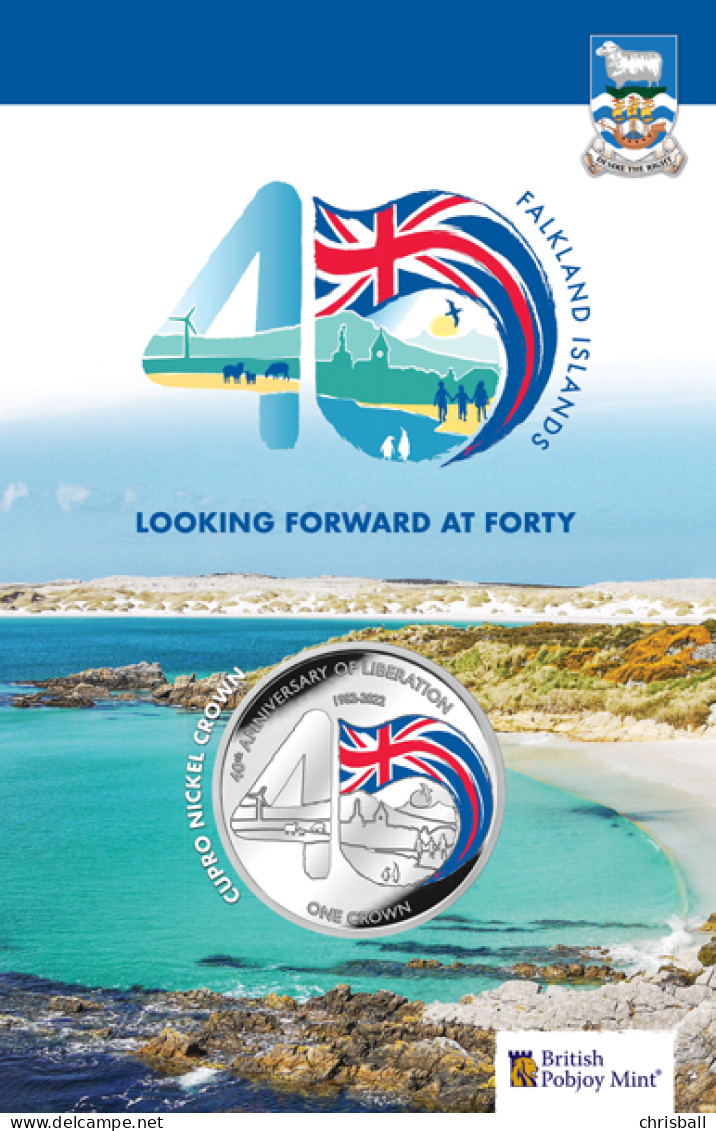 Falkland Island Crown Coloured Coin 40th Liberation BU Uncirculated 2022 - Falklandinseln