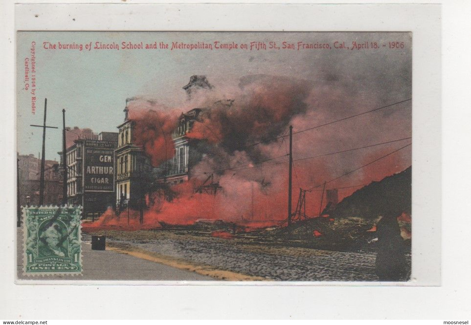 Antike Postkarte  THE BURNING OF LINCOLN SCHOOL AND THE METROPOLITAN TEMPLE ON FIFTH ST: APRI 18. - 1906 - San Francisco