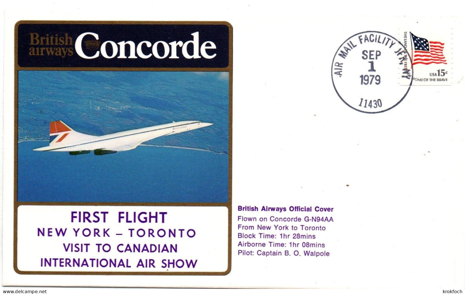 Concorde BA New York Toronto 1979 -  Visit To Canadian Air Show -1er Vol - First Flight Covers
