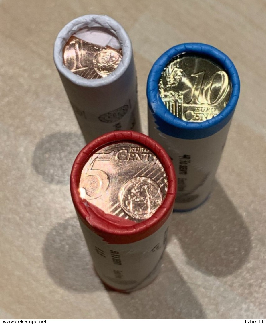 Estonia 2022 UNC Mint Coin Roll Set. 3 Rolls: 1, 5, 10c. KM 61-64. NEW! - Rolls