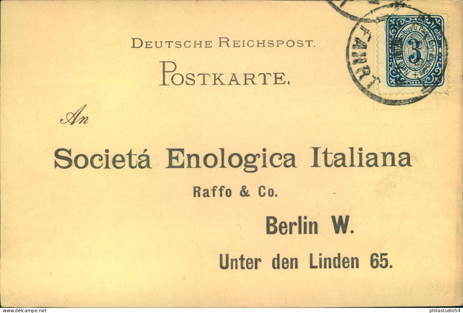 1887, PACKETFAHRT BERKIN: 2 Pf. Auf Offerten Karte Für Italienischen Wein - Correos Privados & Locales