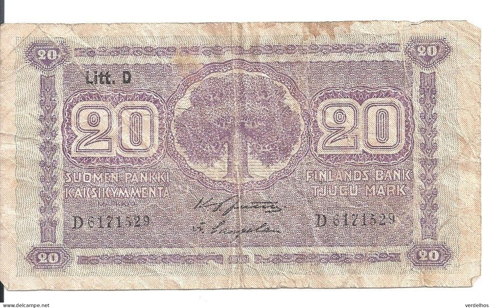 FINLANDE 20 MARKKAA 1939-45 VG+ P 71 - Finnland