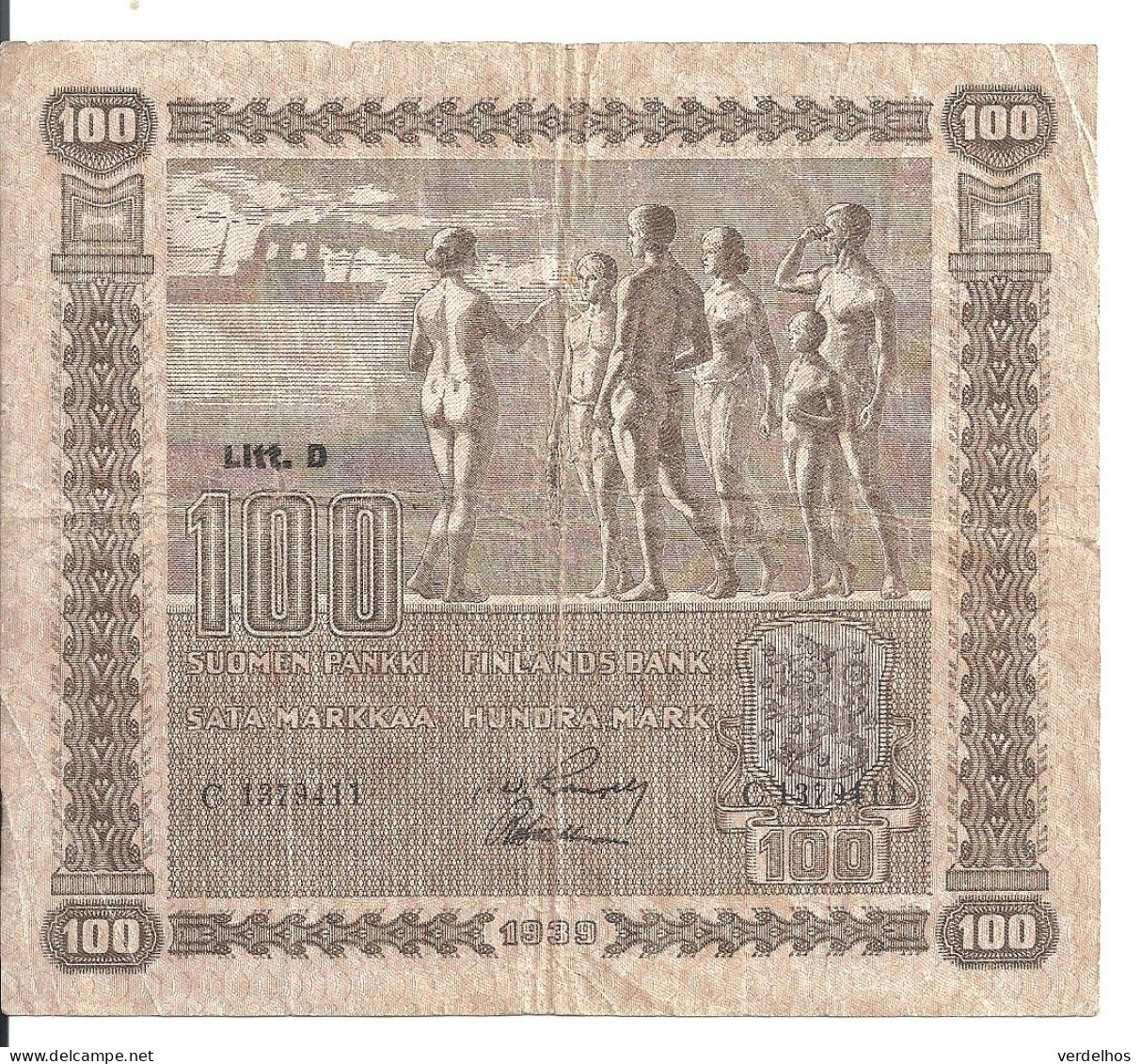 FINLANDE 100 MARKKAA 1939 VF P 73 - Finnland