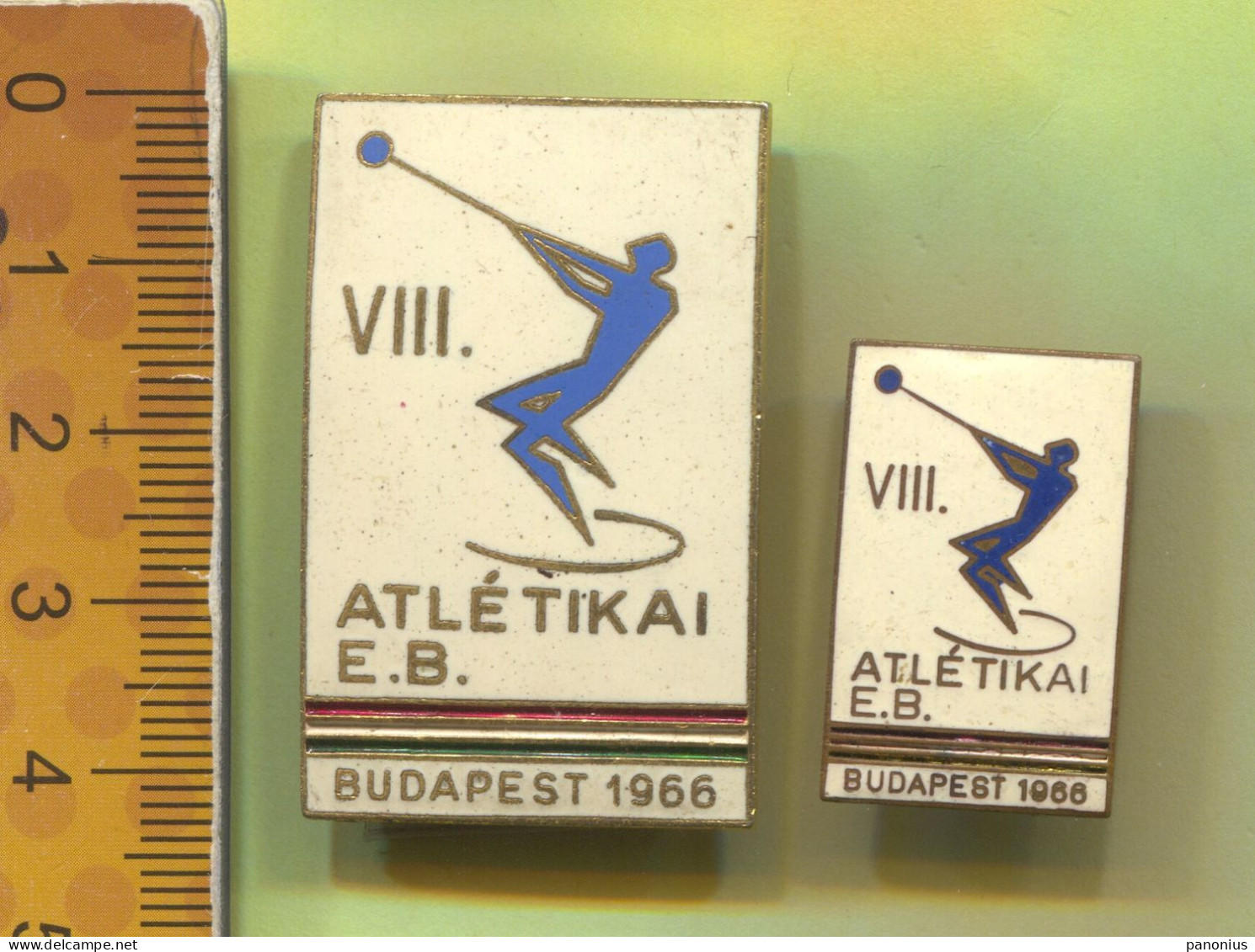 Athletics - European Championship 1966. Budapest Hungary, Vintage Pin Badge Abzeichen Enamel, 2 Pcs - Athlétisme