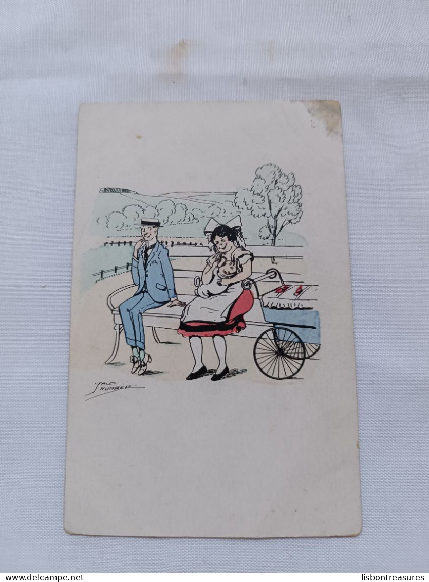 ANTIQUE POSTCARD ILLUSTRATION HUMOR COUPLE ON GARDEN SIGNED BY JACK NUMBER UNUSED - Number, Jack