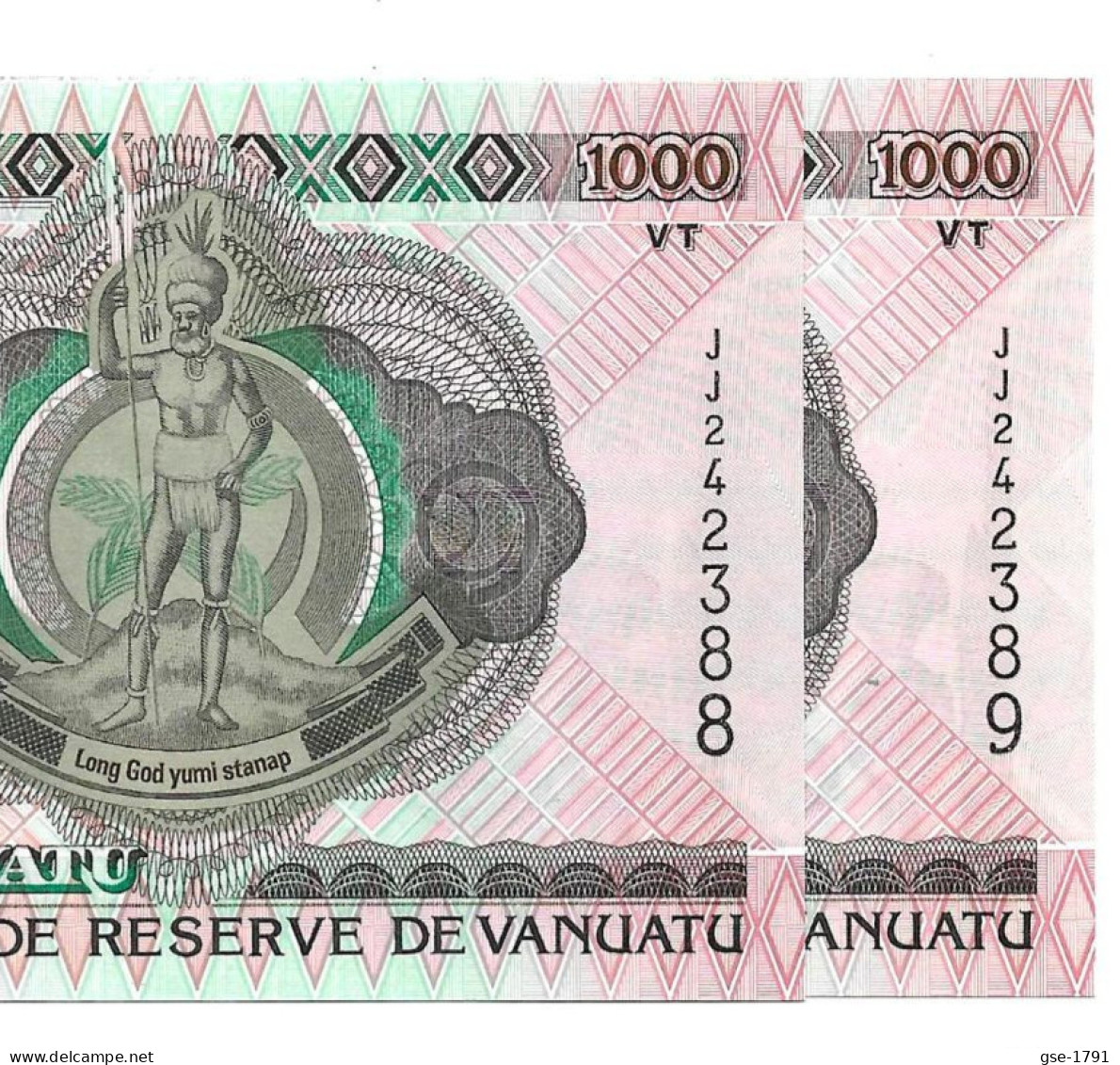 VANUATU Banque De RESERVE # 6,  Série JJ   2 Billets à Suivre NEUFS - Vanuatu