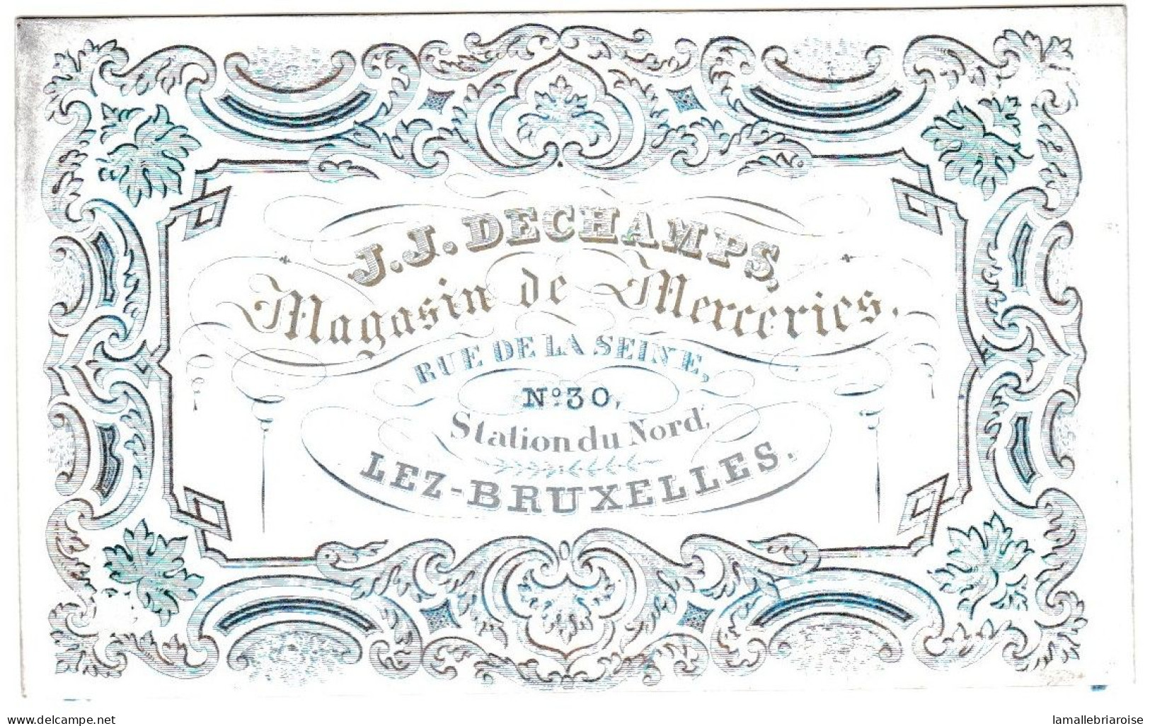 Belgique "Carte Porcelaine" Porseleinkaart, J. J. Deschamps, Merceries, Lez Bruxelles, Dim:93 X 57mm - Porzellan