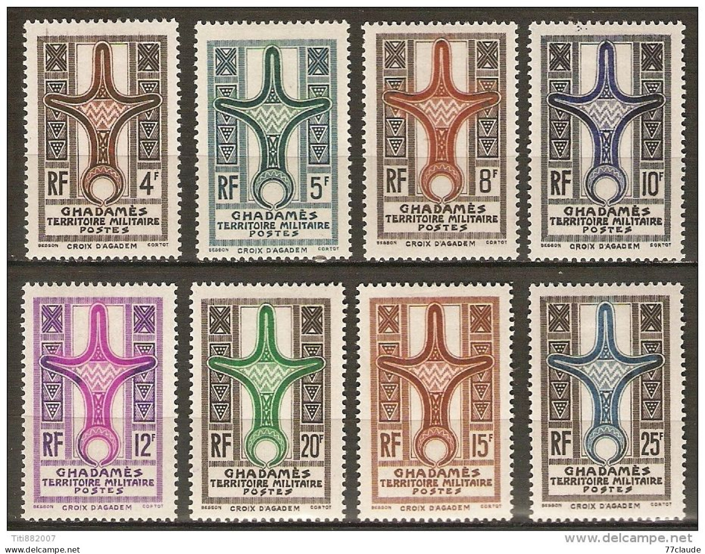 GHADAMES TERRITOIRE MILITAIRE 1949 N°1/8** P.A N° 1/2 - Nuevos