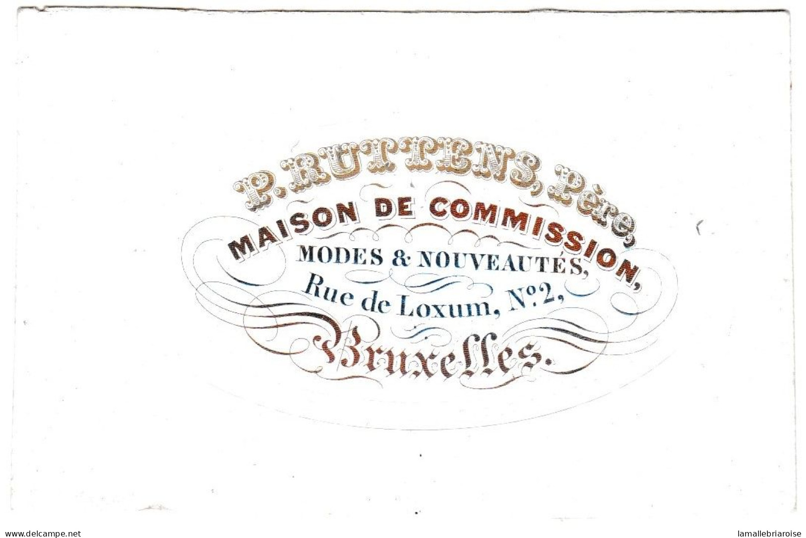 Belgique "Carte Porcelaine" Porseleinkaart, P. Ruttens, Père, Maison De Comission, Bruxelles, Dim:89 X 58mm - Porseleinkaarten