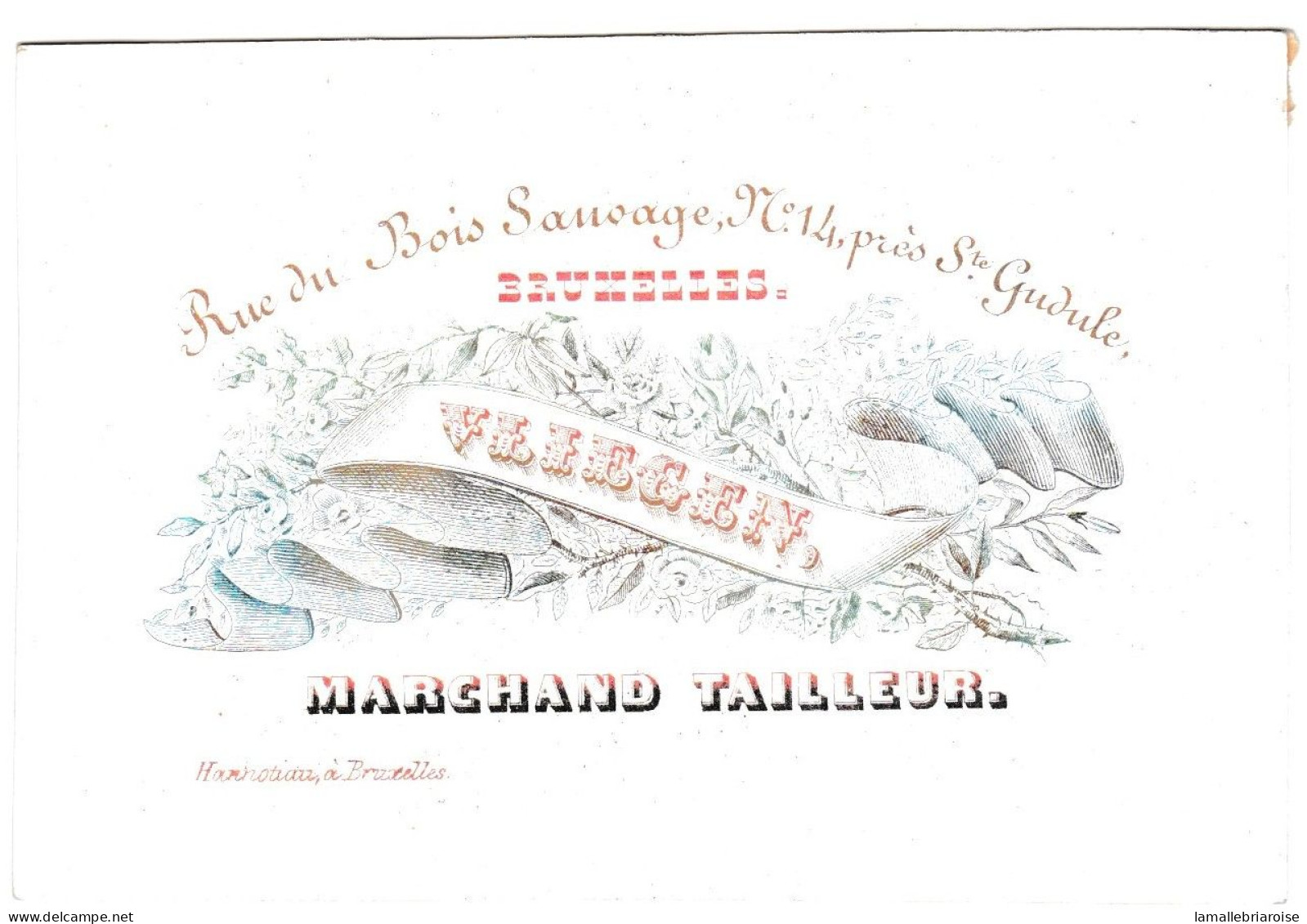 Belgique "Carte Porcelaine" Porseleinkaart, Vliegen (rouge), Marchand Tailleur, Bruxelles, Dim:105 X 72mm - Porzellan