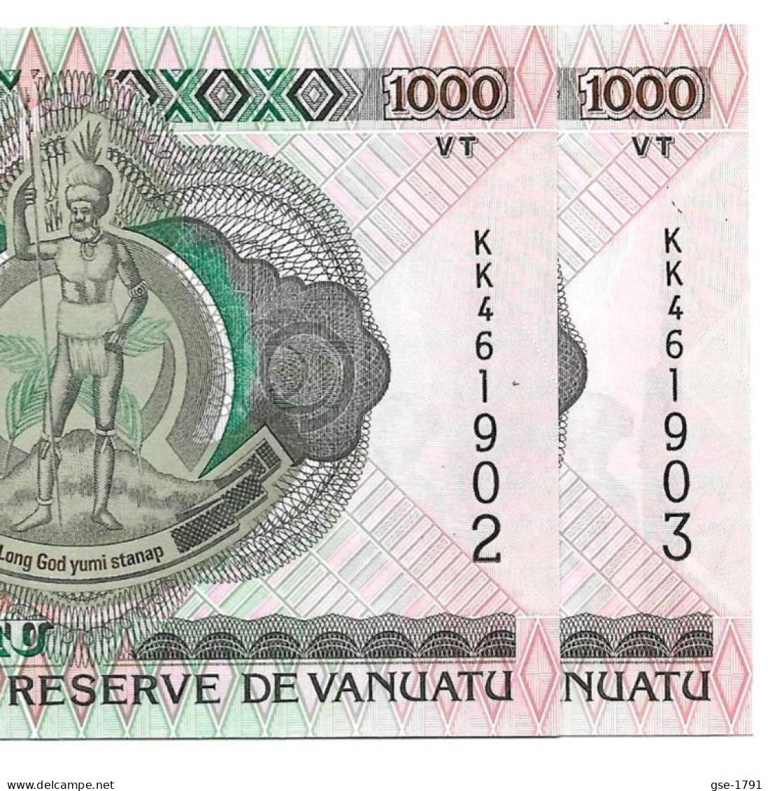 VANUATU Banque De RESERVE # 6,  Série KK   2 Billets à Suivre NEUFS - Vanuatu