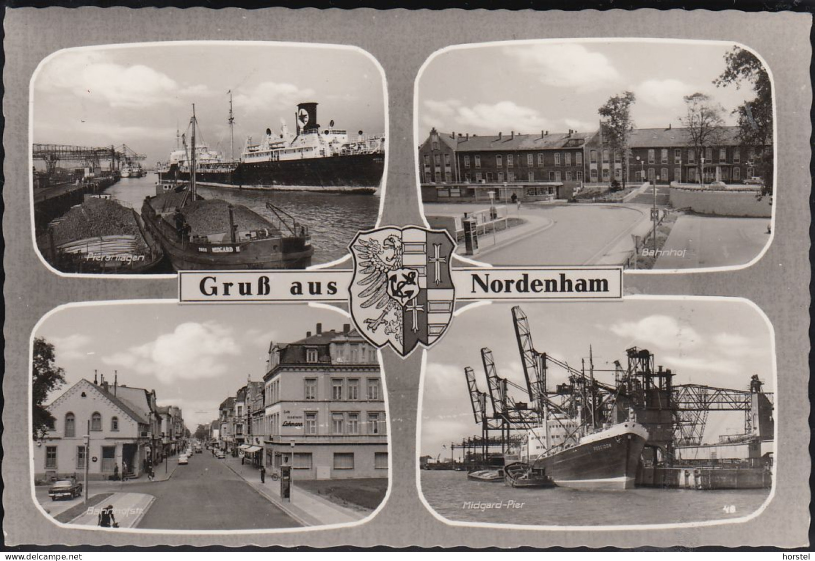 D-26954 Nordenham - Alte Ansichten - Bahnhof - Midgard-Pier - Cars - Frachter - Texaco - Lastkahn - Nice Stamp - Nordenham