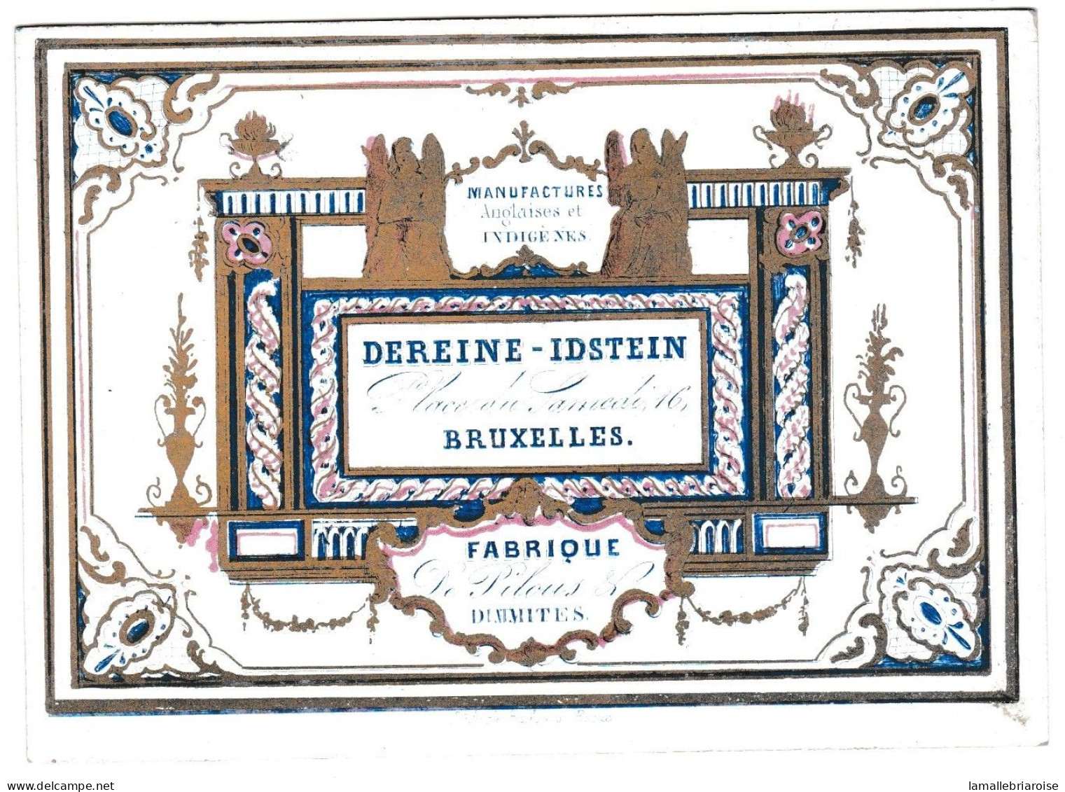 Belgique "Carte Porcelaine" Porseleinkaart, Dereine-Idstein, Fabrique De Pilous, Bruxelles, Dim:112 X 80mm - Cartoline Porcellana