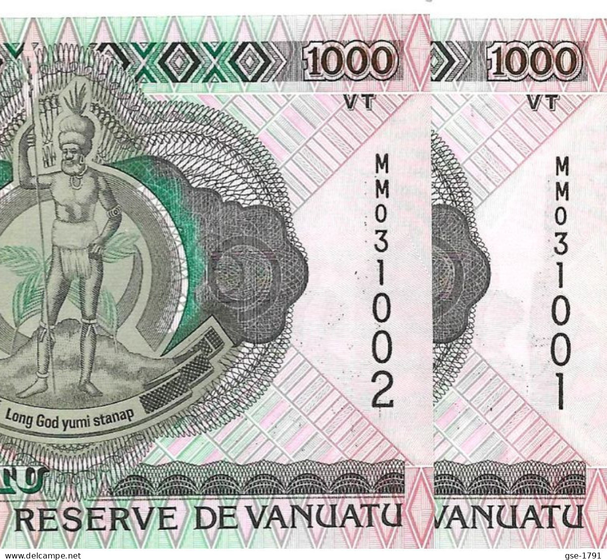 VANUATU Banque De RESERVE # 6,  Série MM   2 Billets à Suivre NEUFS - Vanuatu