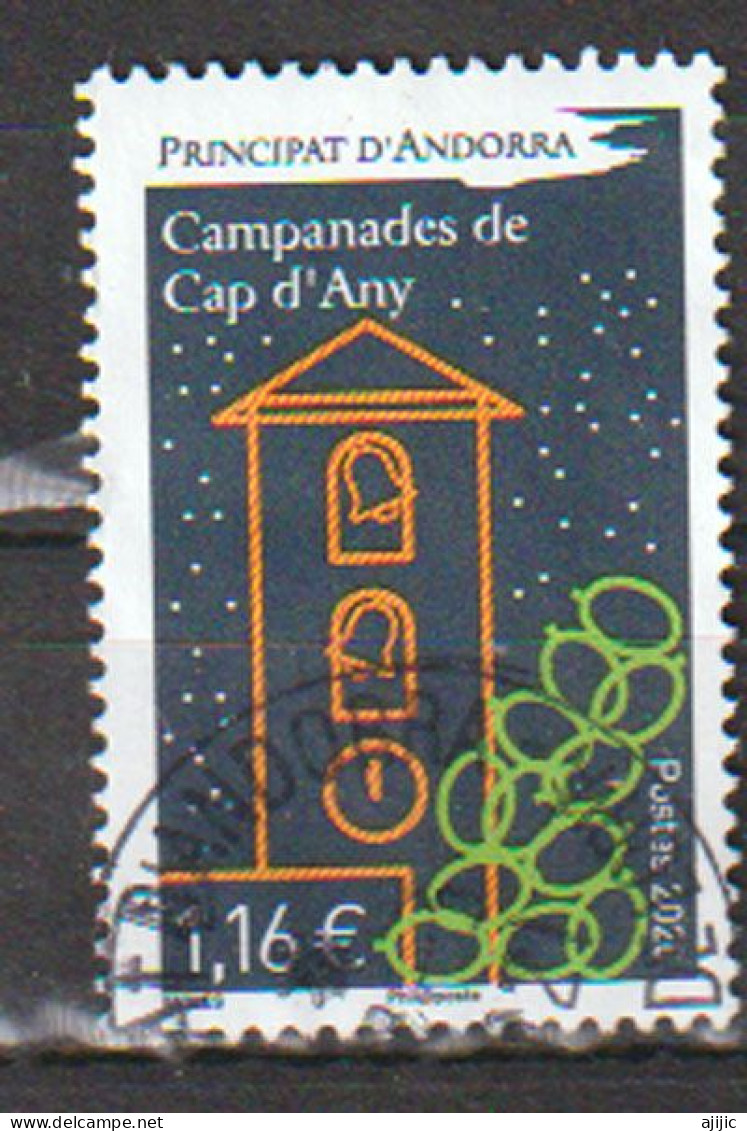 Campanades De Cap D'Any. Navidad 2020 / Les Cloches Du Nouvel An. Noël Andorran 2020, Oblitéré AND.FR - Gebruikt