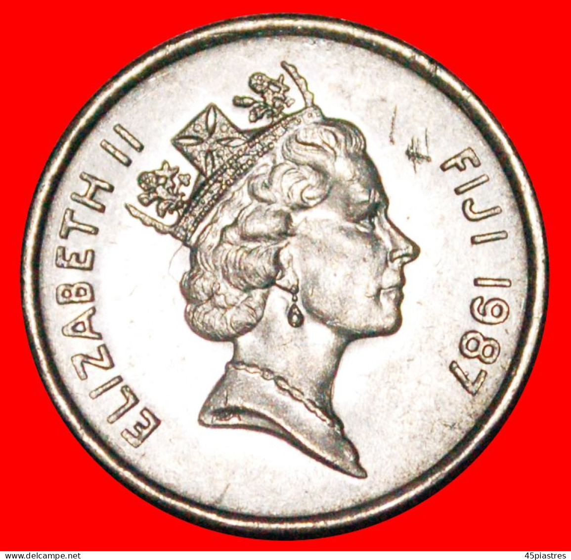 * GREAT BRITAIN (1986-1987): FIJI  5 CENTS 1987 DRUM! ELIZABETH II (1953-2022) ·  LOW START · NO RESERVE! - Fidschi