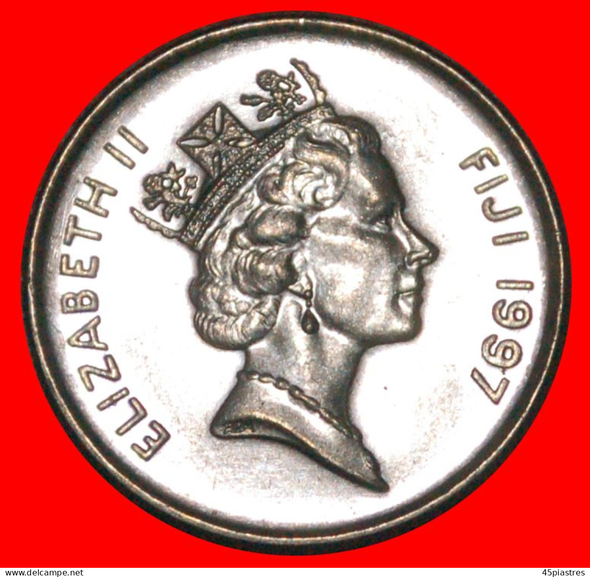 * GREAT BRITAIN 1990-2006:FIJI  5 CENTS 1997 MINT LUSTRE DRUM DIES 1+A·ELIZABETH II 1953-2022·  LOW START · NO RESERVE! - Fiji