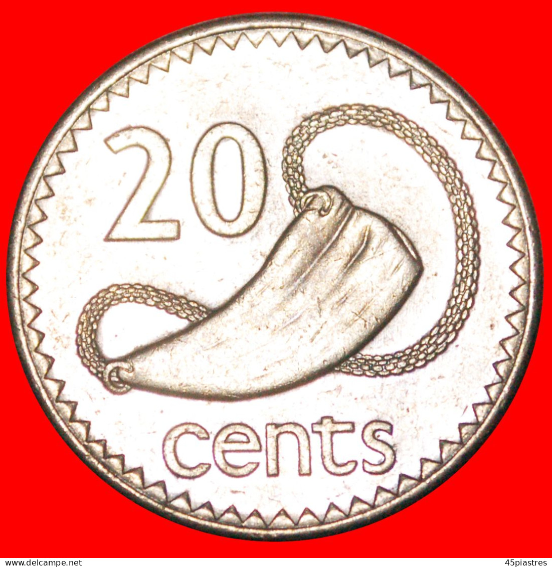 * AUSTRALIA (1986-1987): FIJI  20 CENTS 1987 CACHALOT TOOTH! ELIZABETH II (1953-2022) ·  LOW START · NO RESERVE! - Fidschi