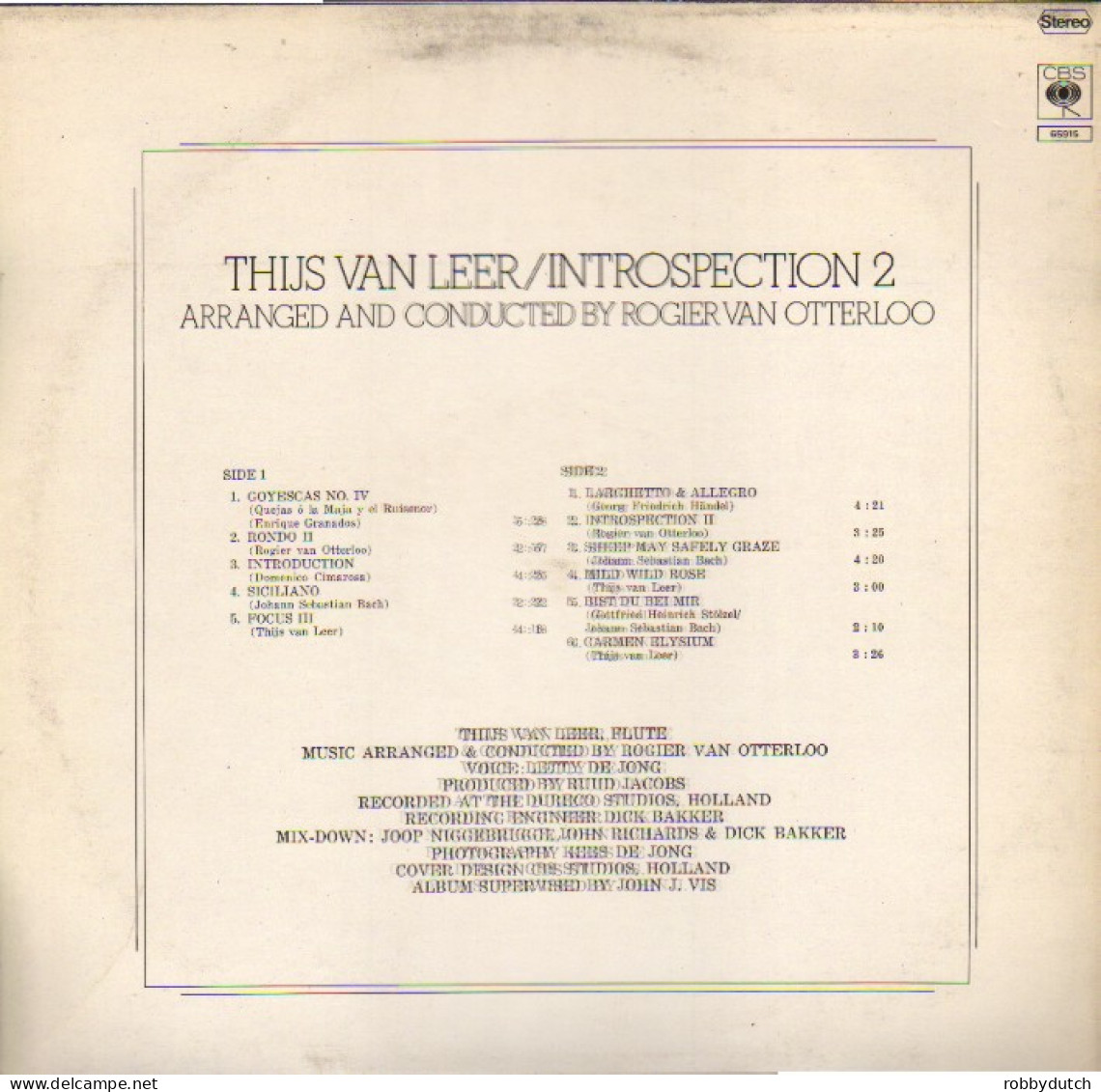 * LP *  THIJS VAN LEER - INTROSPECTION 2 (white Back Cover) (Holland 1975) - Strumentali